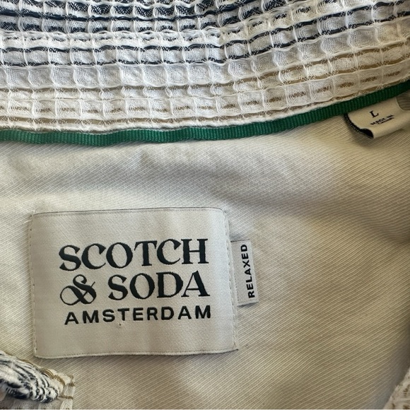 Scotch & Soda Lucky Charm Stripe Woven Waffle Button-Up Shirt Size L 100% Cotton - Picture 5 of 16